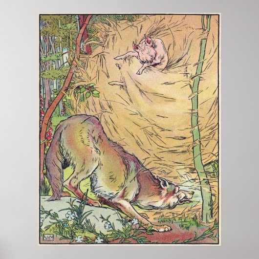 The Three Little Pigs Straw House Fairy Tale 1904 ポスター (正面)