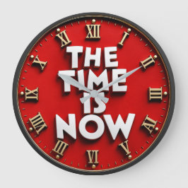 The Time Is Now Modern Office & Home Decor Gift ラージ壁時計