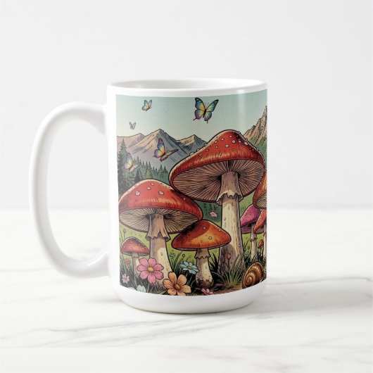The Toadstool Village Beneath the Mountains コーヒーマグカップ (左)