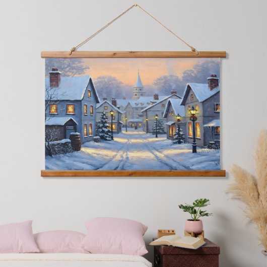 The Town In Winter 吊り下げ型タペストリー (寝室)