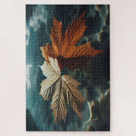 The tranquil dance of autumn leaves in cool waters ジグソーパズル