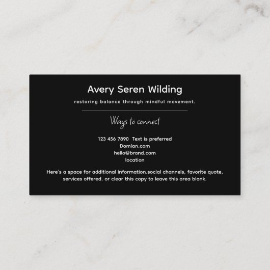 The Tree Between Worlds | Tree of Life Designs 名刺 (裏面)