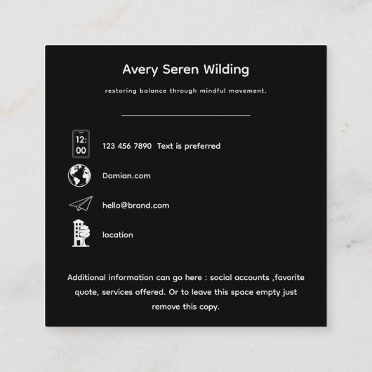 The Tree Between Worlds | Tree of Life R&B スクエア名刺 (裏面)