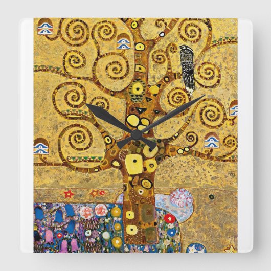 “ The Tree of Life ” , Gustav Klimt スクエア壁時計 (正面)