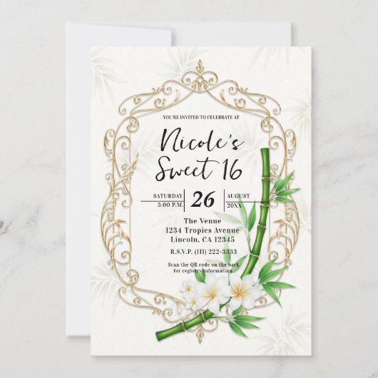 The Tropical Imperial Bamboo Garden Sweet 16 招待状 (正面)