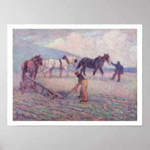 The Turn-Rice Plough, c.1909 (oil on canvas) ポスター