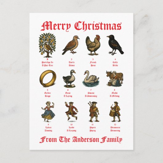 The Twelve Days Of Christmas シーズンポストカード (正面)