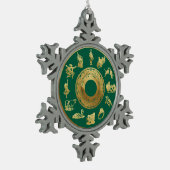 The Twelve Days of Christmas Green スノーフレークピューターオーナメント (左)