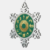 The Twelve Days of Christmas Green スノーフレークピューターオーナメント (右)