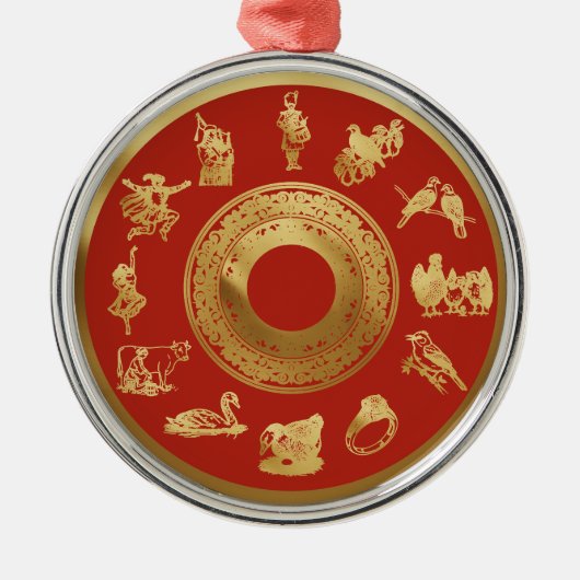 The Twelve Days of Christmas Red メタルオーナメント (正面)