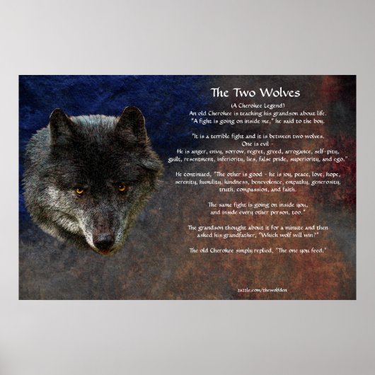 The TWO WOLVES CHEROKEE TALE Art Poster ポスター (正面)