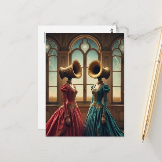 The Two Women With Alternative Heads Surreal ポストカード (正面/裏面インサイチュ)