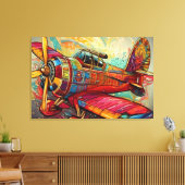 The Ultimate Vibrant Retro-Futurist Airplane キャンバスプリント (インサイチュ (リビング))