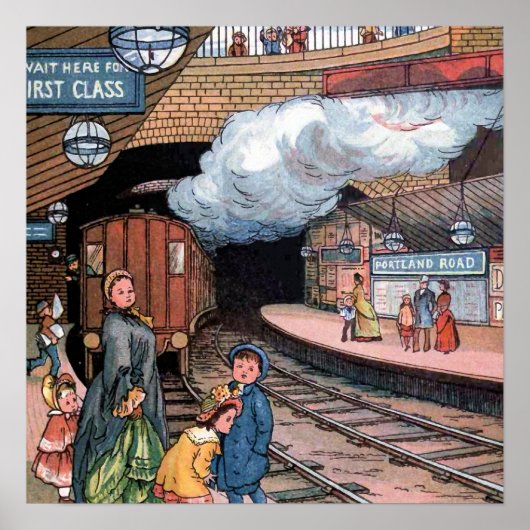 "The Underground, London"ヴィンテージイラストレーション ポスター (正面)