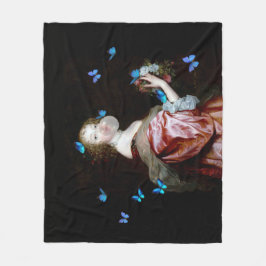 The Unexpected Arrival of Blue Butterflies フリースブランケット