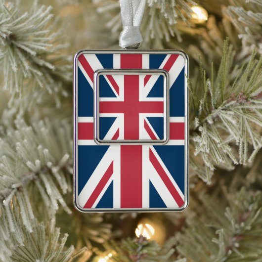 The Union Jack British Flag シルバープレートフレームオーナメント (ツリー)