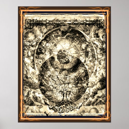 The Universe is a tree sepia Poster ポスター (正面)