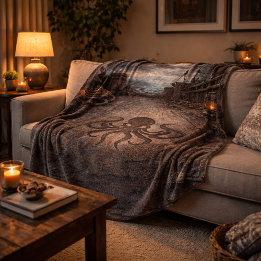 The Unmanned Deck — Pirate Ship Scene フリースブランケット