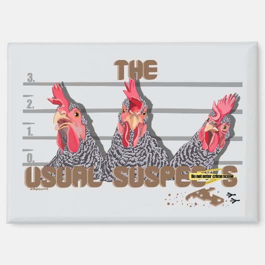 The usual CHICKEN suspects—Barred Rock Hens マグネット (正面)