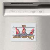 The usual CHICKEN suspects—Barred Rock Hens マグネット (インサイチュ (食洗機))