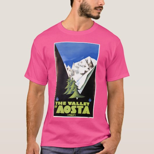 The Valley Of Aosta イタリアン Alps旅行ポスターアート Tシャツ (正面)