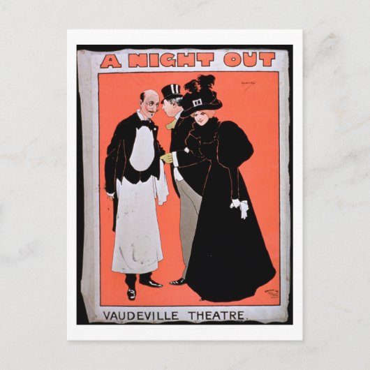The Vaudevilleでの「A Night Out」の広告 ポストカード (正面)