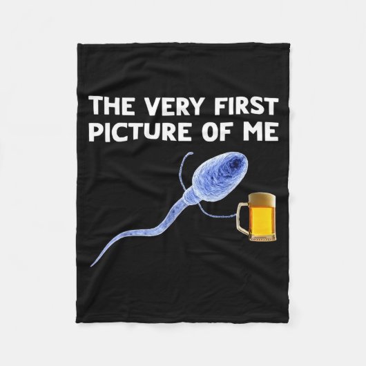 The Very First Cture Of Me Funny Sperm Holding Bee フリースブランケット (正面)