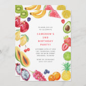 The Very Hungry Caterpillar Fruit Birthday 招待状 (正面/裏面)