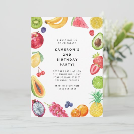 The Very Hungry Caterpillar Fruit Birthday 招待状 (スタンド正面)