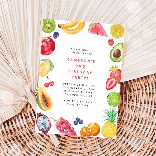 The Very Hungry Caterpillar Fruit Birthday 招待状