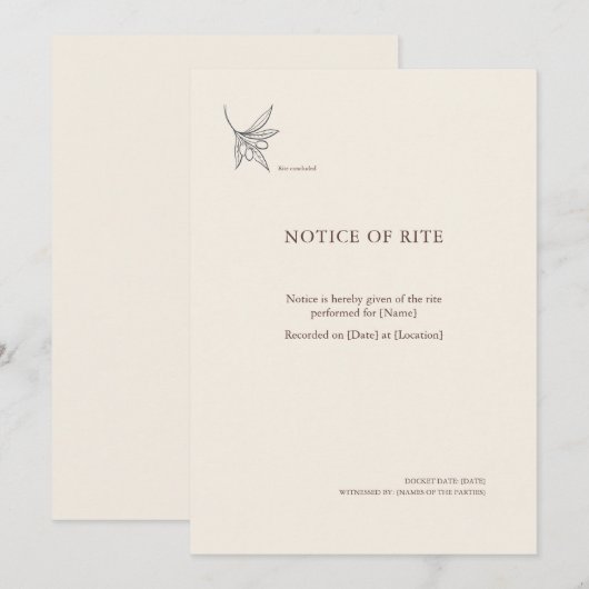 The Vessel- Minimalist Sacrement Announcement  案内状 (正面/裏面)