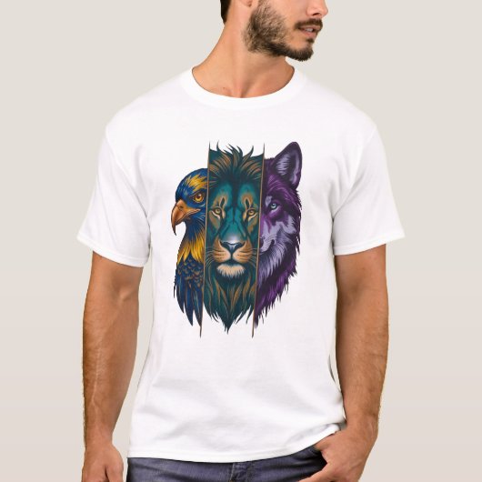 The Vibrant Wild Trio 🐾 | Men’s T-Shirt  Tシャツ (正面)