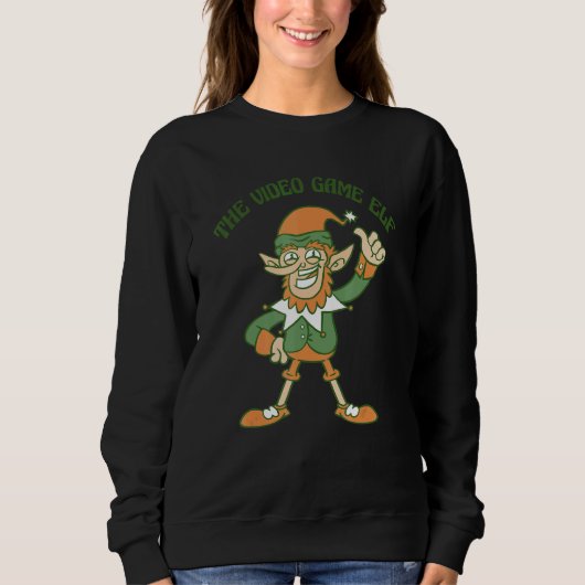 The Video Game Elf Cute Ugly Christmas Sweater スウェットシャツ (正面)