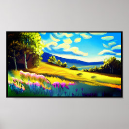 The View By The Hill Landscape Painting ポスター