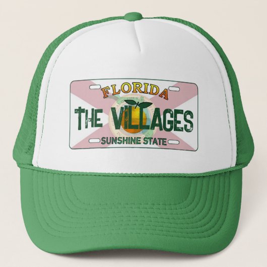 The Villages Florida flag license plate hat キャップ (正面)
