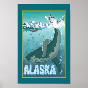 The Vintage Alaskan Travel Whale Poster ポスター