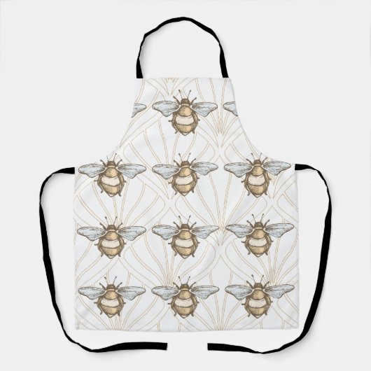 The Vintage Honey Bees AOP Kitchen Apron エプロン (正面)