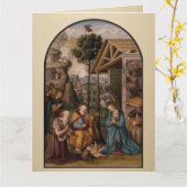 The Virgin Mary and Baby Jesus Christmas Greetings カード (黄色い花)