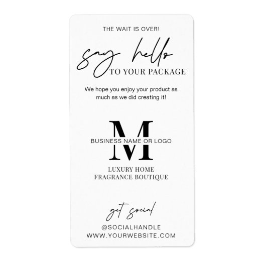 The Wait Is Over Modern Monogram Business Box Seal ラベル (正面)