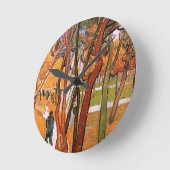 The Walk：落下する葉ゴッホVincent van Kawaii著 ラウンド壁時計 (傾斜)