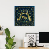 The Walk of the Qilin Golden Water Tapestry ポスター (ホームオフィス)