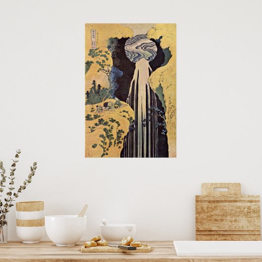 The Waterfall of Amida by Katsushika Hokusai ポスター (キッチン)