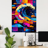 The Wave素晴らしは抽象化で再解釈 ポスター (ホームオフィス)