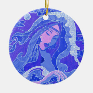 The Wave, Mermaid, Asian Girl, blue & pink セラミックオーナメント