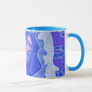 The Wave, Mermaid, Asian Girl, blue & pink マグカップ