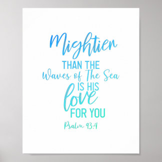 The Waves Bible Verse Wall Art Blueより強力 ポスター