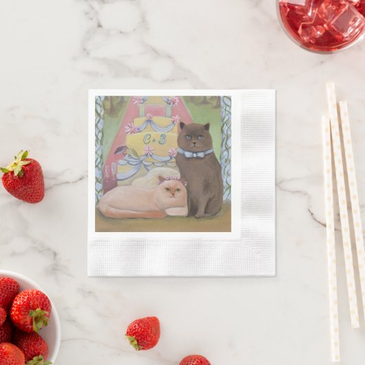 The Wedding Cats Personalize Initials Set of 縁ありカクテルナプキン (インサイチュ)