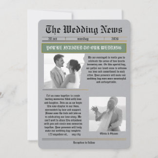 The Wedding News Vintage Newspaper Wedding 招待状
