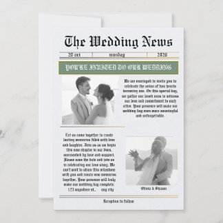 The Wedding News Vintage Newspaper Wedding 招待状