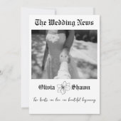 The Wedding News Vintage Newspaper Wedding 招待状 (裏面)